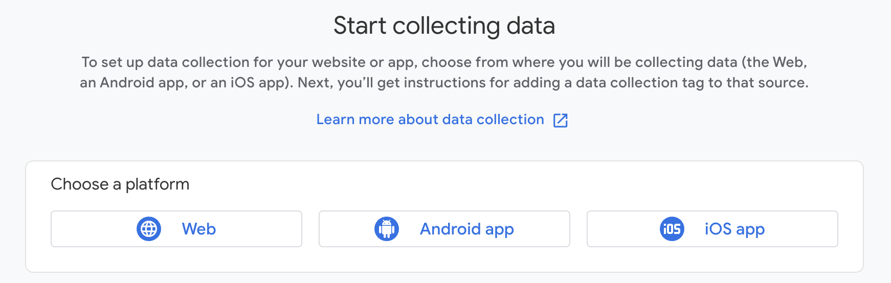 Pantalla de configuración del flujo de datos de Google Analytics