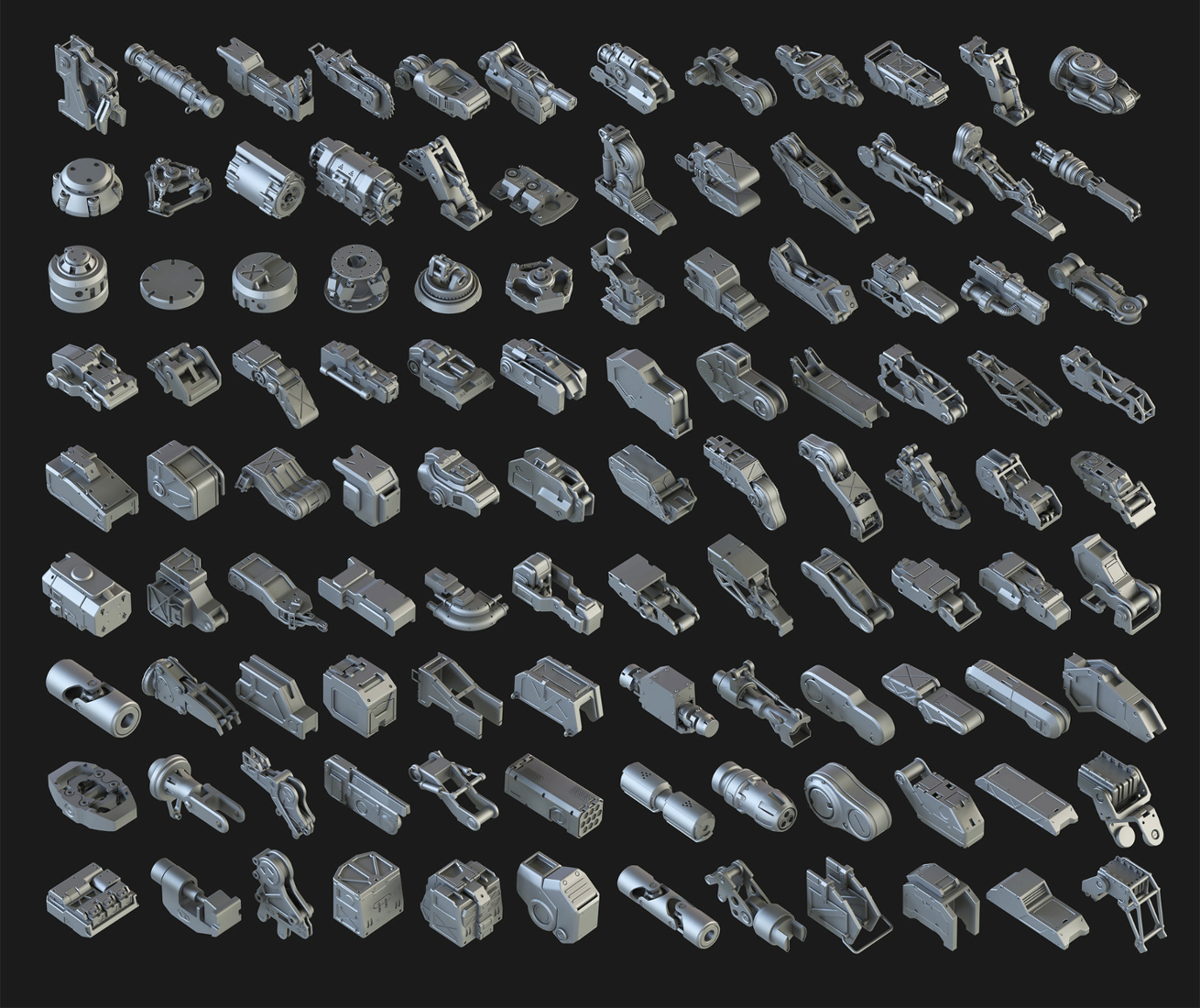 A collection of consistently rendered 3D assets.
