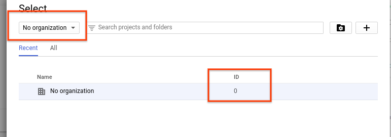 Screenshot of organization ID