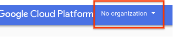 Screenshot of organization and project selector
