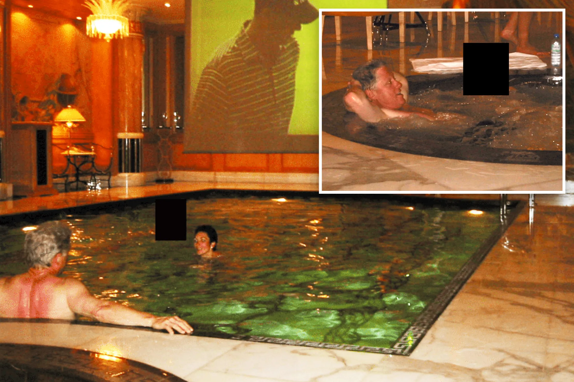 clinton in hot tub