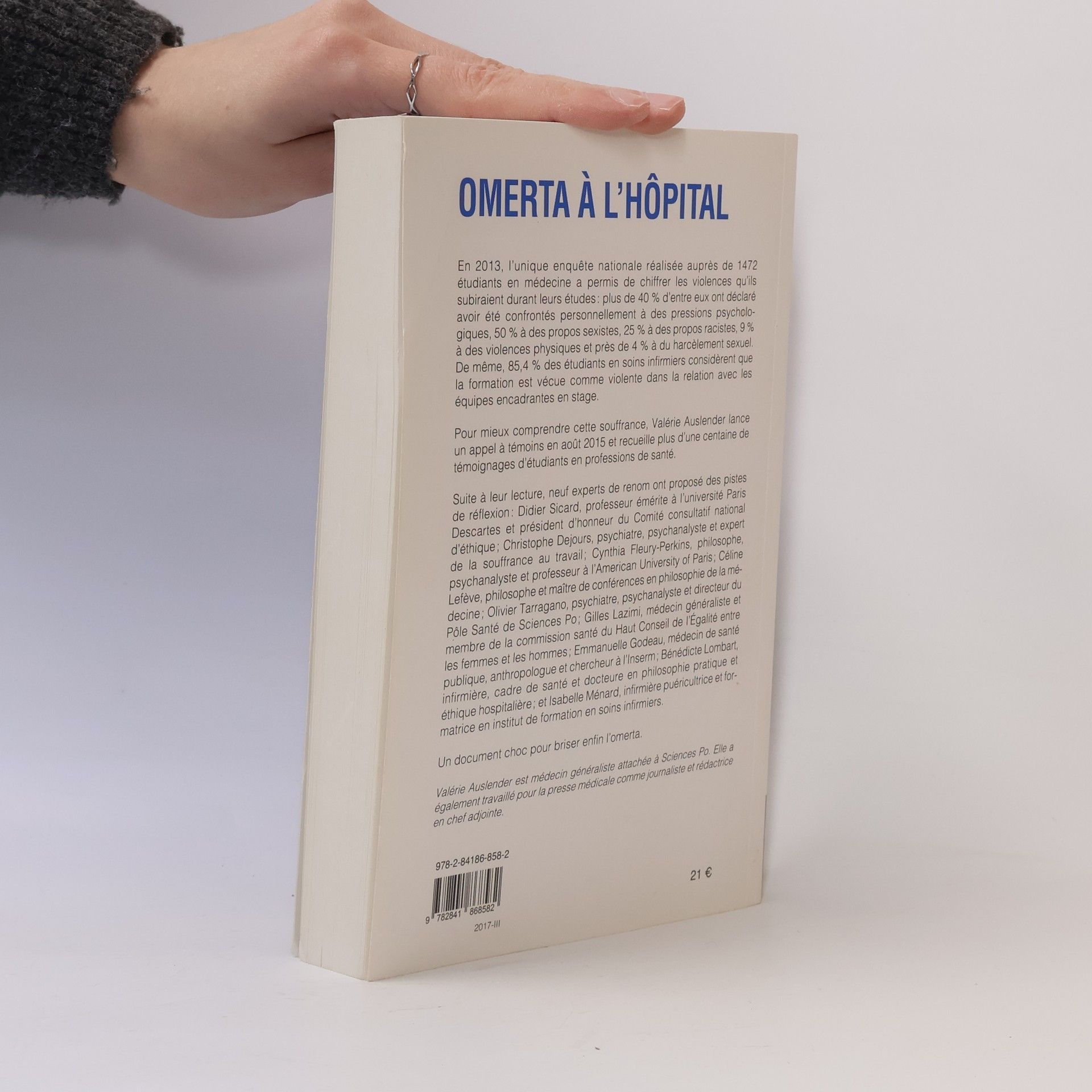 Valérie Auslender Omerta à l'hôpital. Le livre noir des maltraitances faites aux étudiants en santé