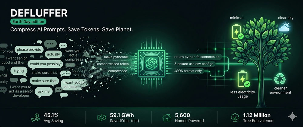 Cover image for Defluffer - reduce token usage 📉 by 45% using this one simple trick! [Earthday challenge]